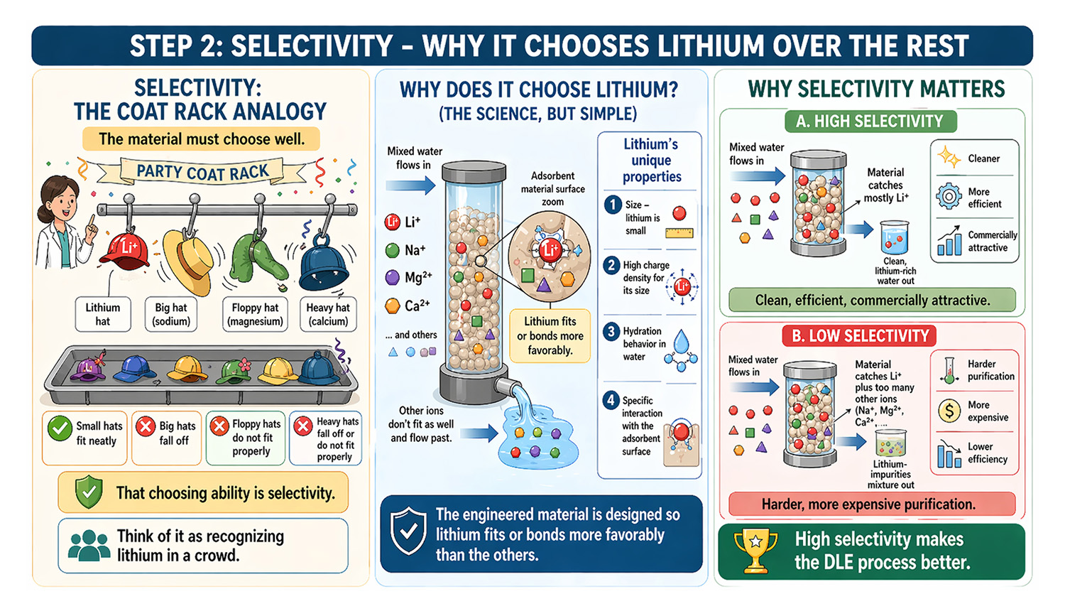 Direct Lithium Extraction Selectivity Explained